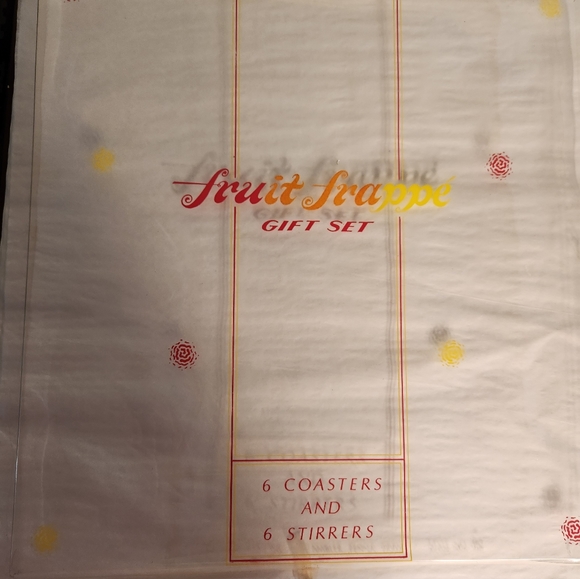 Retro 1969 Fruit and Frappe Summer Coasters and Stirrers Gift Set Made in USA - Picture 3 of 9